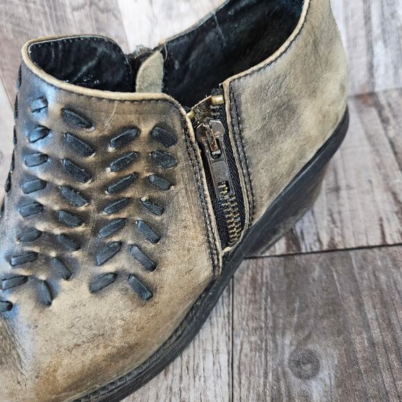 Free People Womens Leather Boots Indio Boho Western Cowgirl Ankle Zip Rodeo 38 - Picture 4 of 16